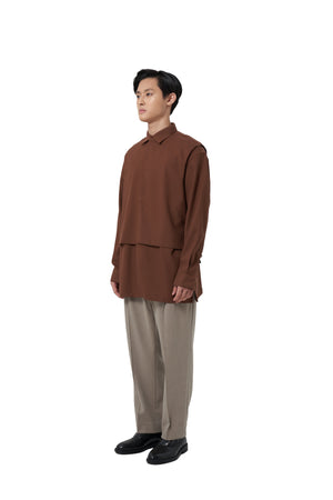 BROWN COLLARED SHIRT WITH LAYER
