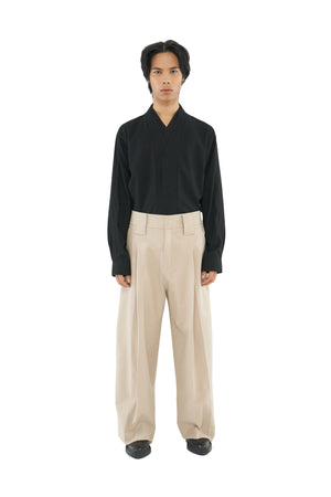 CREAM OVERSIZED PANTS WITH PLEATS ON BACK