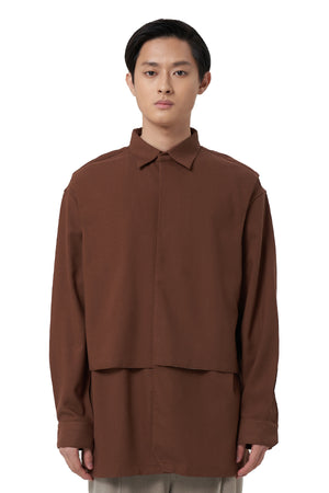 BROWN COLLARED SHIRT WITH LAYER