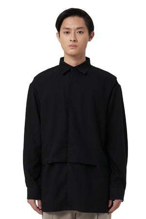 BLACK COLLARED SHIRT WITH LAYER