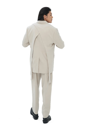 BEIGE DOUBLE LAYERED SUIT WITH BACK DETAIL