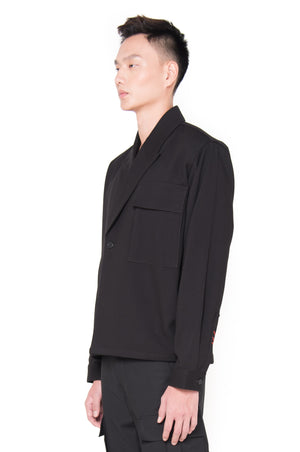 OVERSIZED BLACK DOUBLE BREASTED OUTER