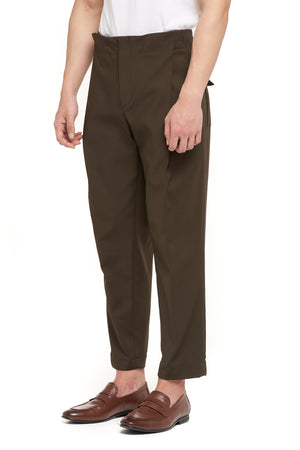 Waistbandless Olive Pants With Snap Button