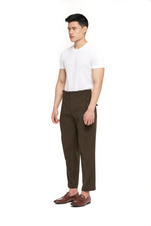 Waistbandless Olive Pants With Snap Button