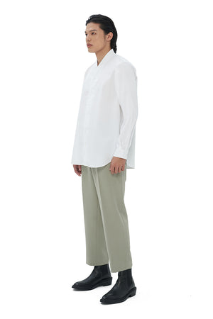 WHITE COLLARLESS LONG SLEEVES SHIRT PART 5 WITH VISIBLE BUTTONS