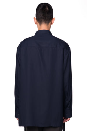 Navy Oversized Shirt with Zipper on Slits
