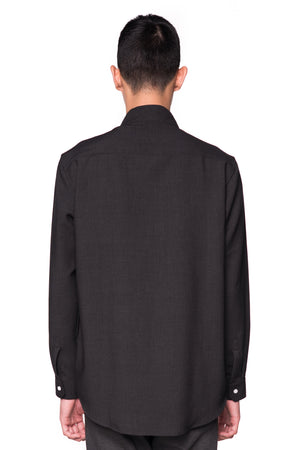 Dark Grey Collarless Long Sleeves Shirt pt. 5