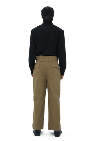 KHAKI LOOSE PANTS WITH WAISTBAND