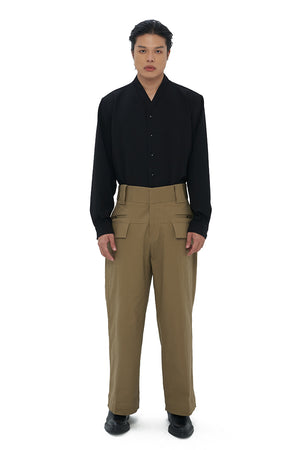 KHAKI LOOSE PANTS WITH WAISTBAND