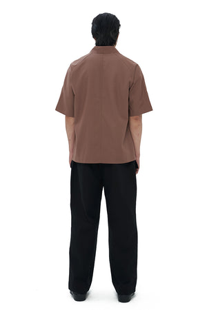BROWN LOOSE CURVED SHIRT