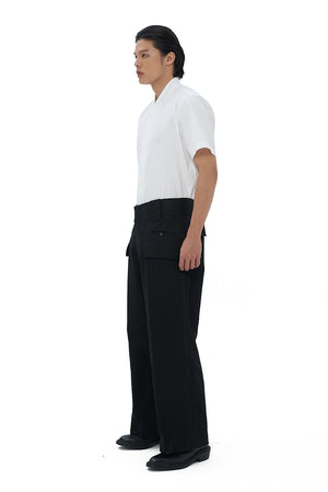 BLACK LOOSE PANTS WITH WAISTBAND