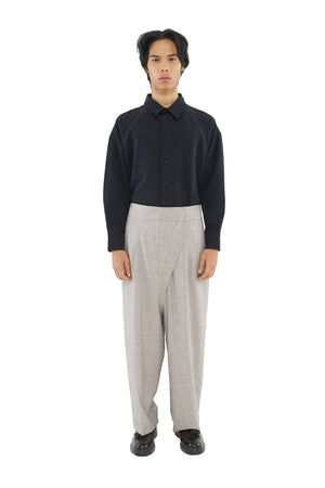 LIGHT GREY DROPPED CROTCH TROUSERS