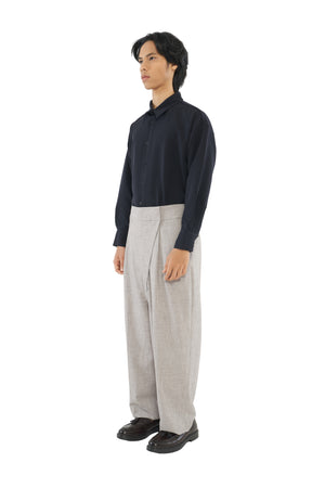 LIGHT GREY DROPPED CROTCH TROUSERS