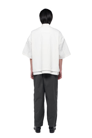 White Cropped Over Shirt with Zipper Opening