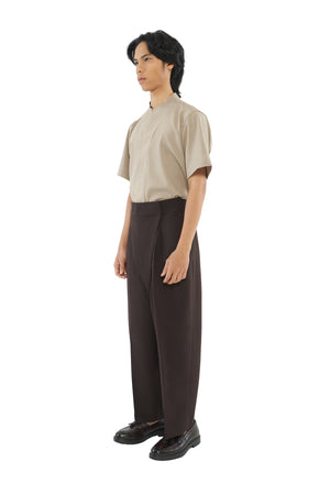 BROWN DROPPED CROTCH TROUSERS