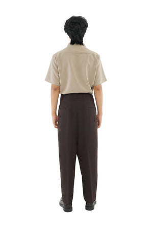 BROWN DROPPED CROTCH TROUSERS