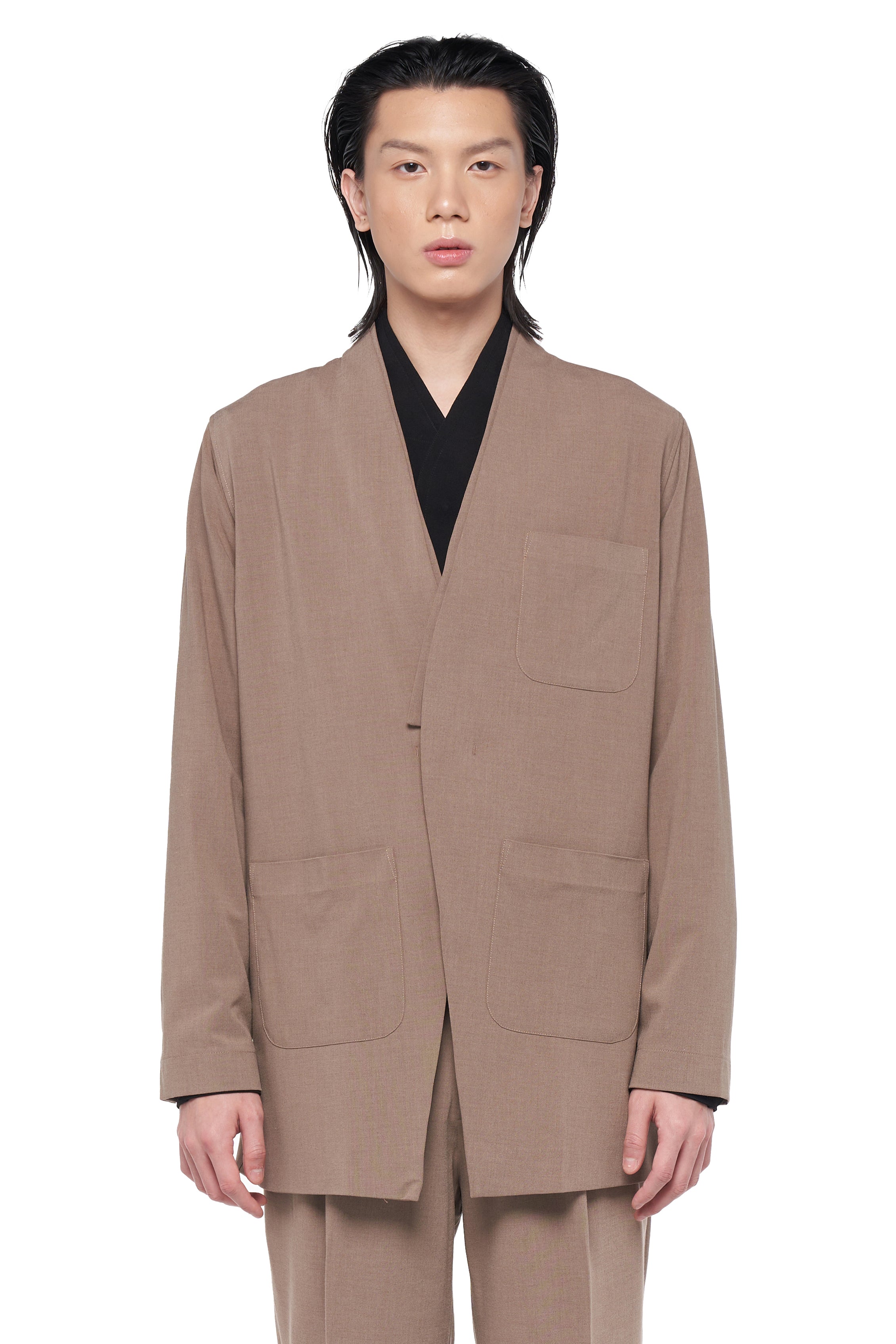 ★depound★ collarless jacket beige Denim collarless jacket | Cream | back in! – My Boutique
