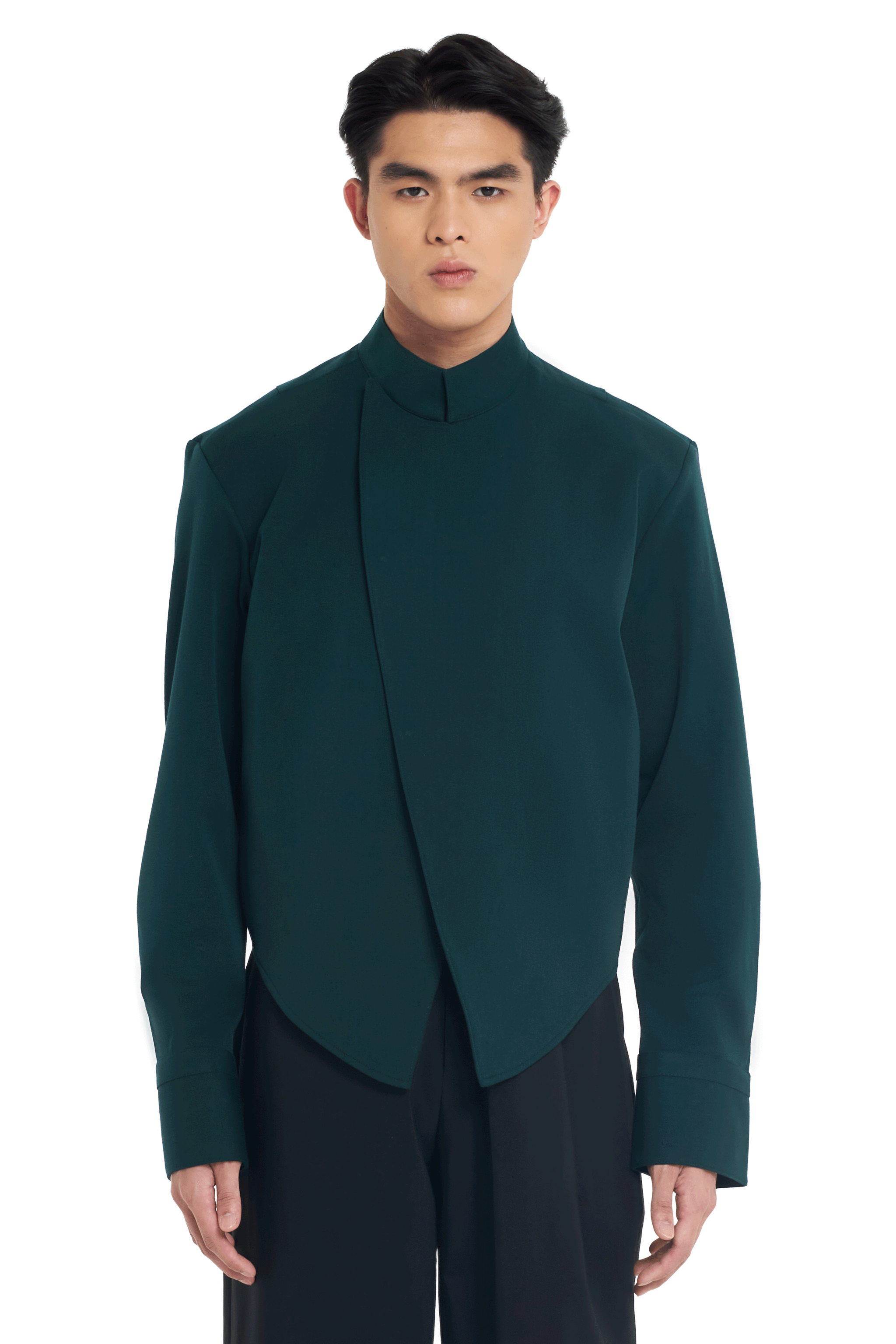 GREEN PEAK COLLAR CROPPED OVER SHIRT