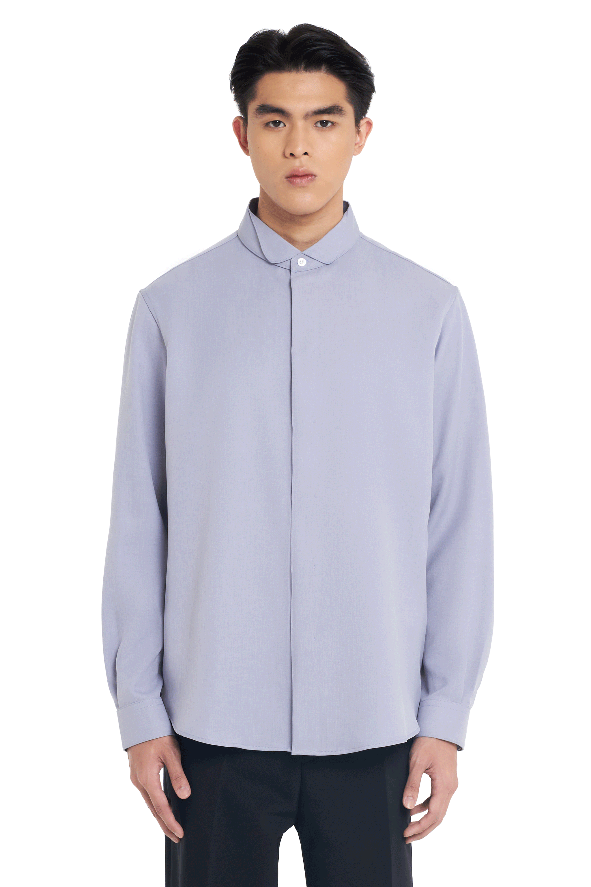 LAVENDER ROUNDED WING COLLAR LONG SLEEVES SHIRT