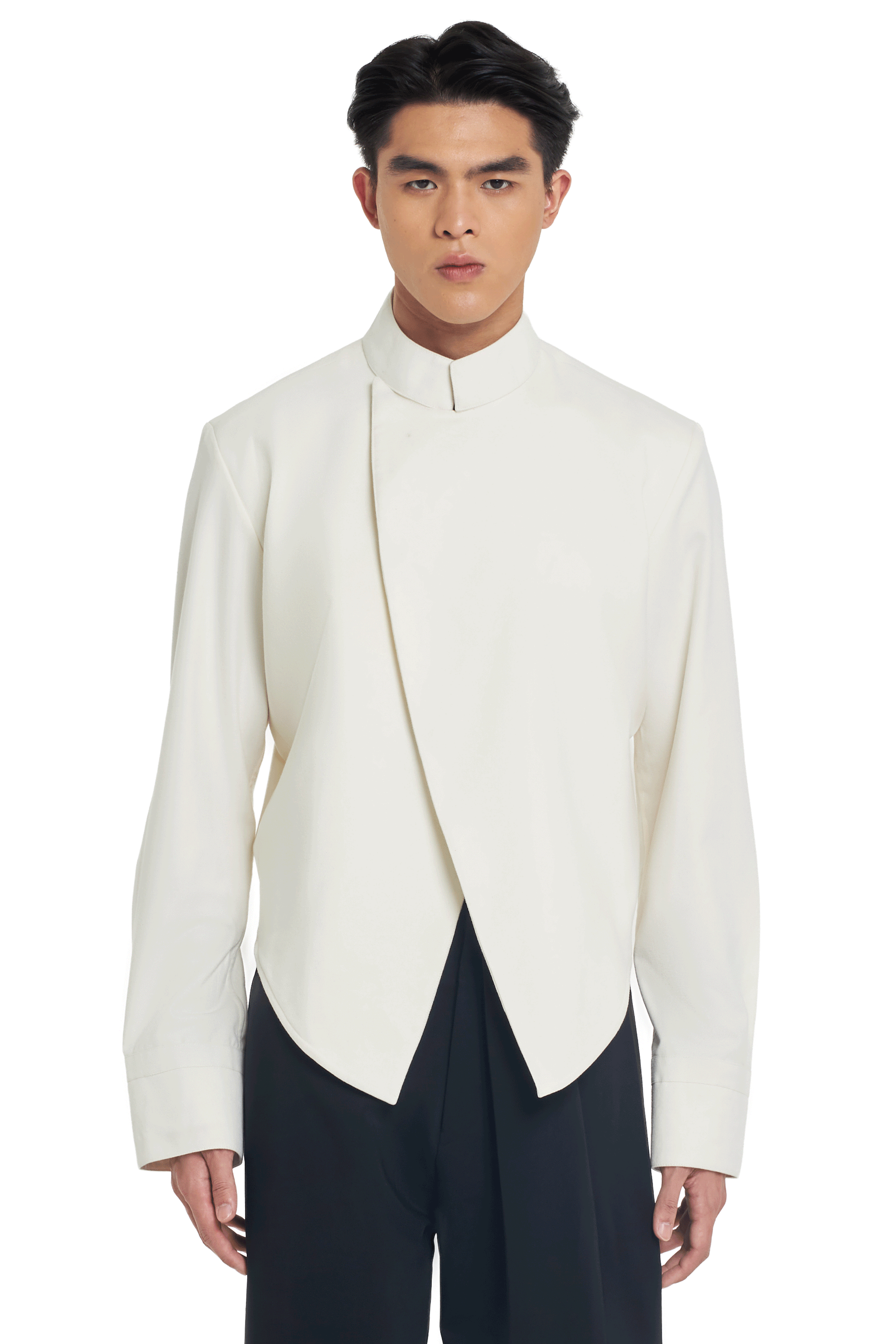 OFF WHITE PEAK COLLAR CROPPED OVER SHIRT