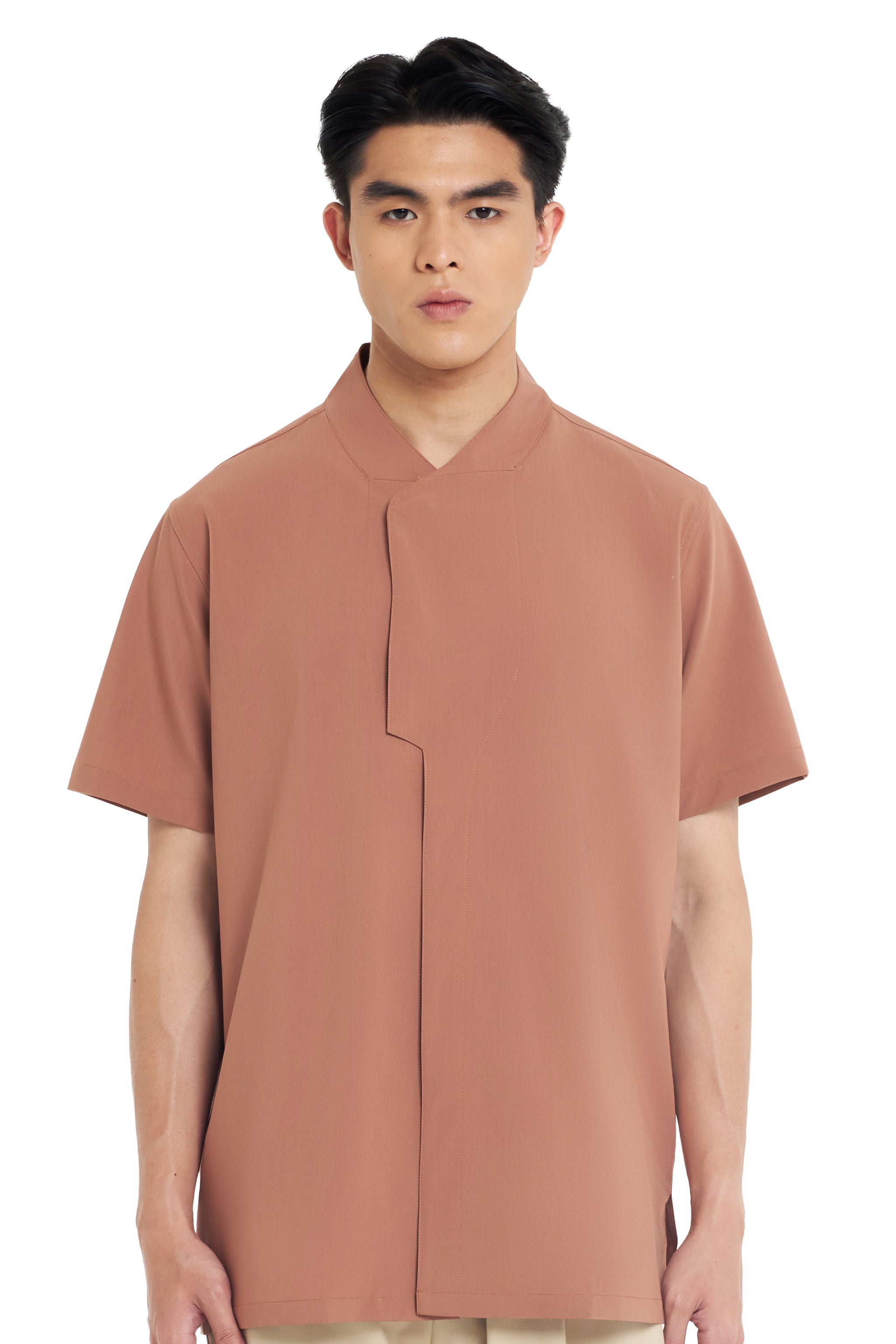 SALMON COLLARLESS PART 6 SHORT SLEEVES SHIRT