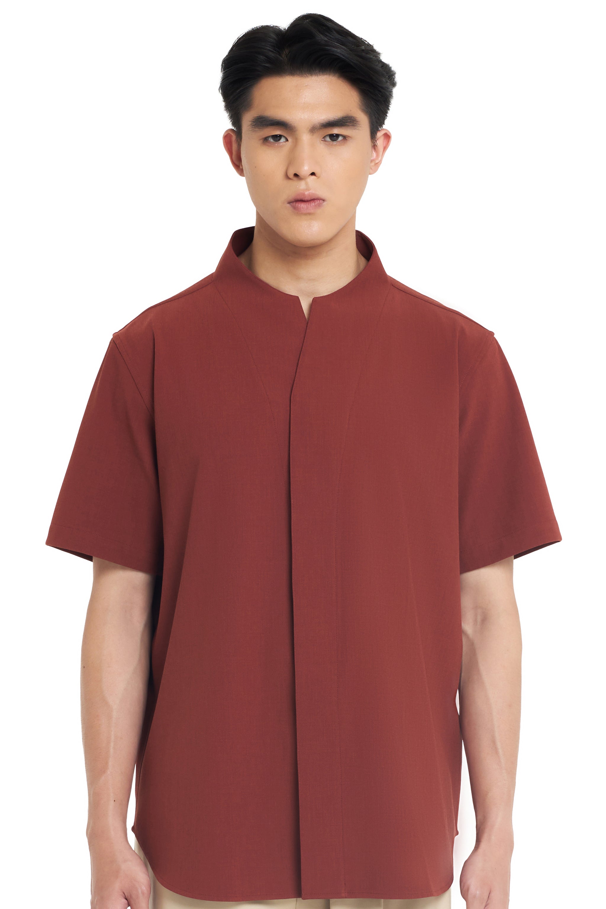 TERRACOTTA PART 1 COLLARLESS SHORT SLEEVES SHIRT