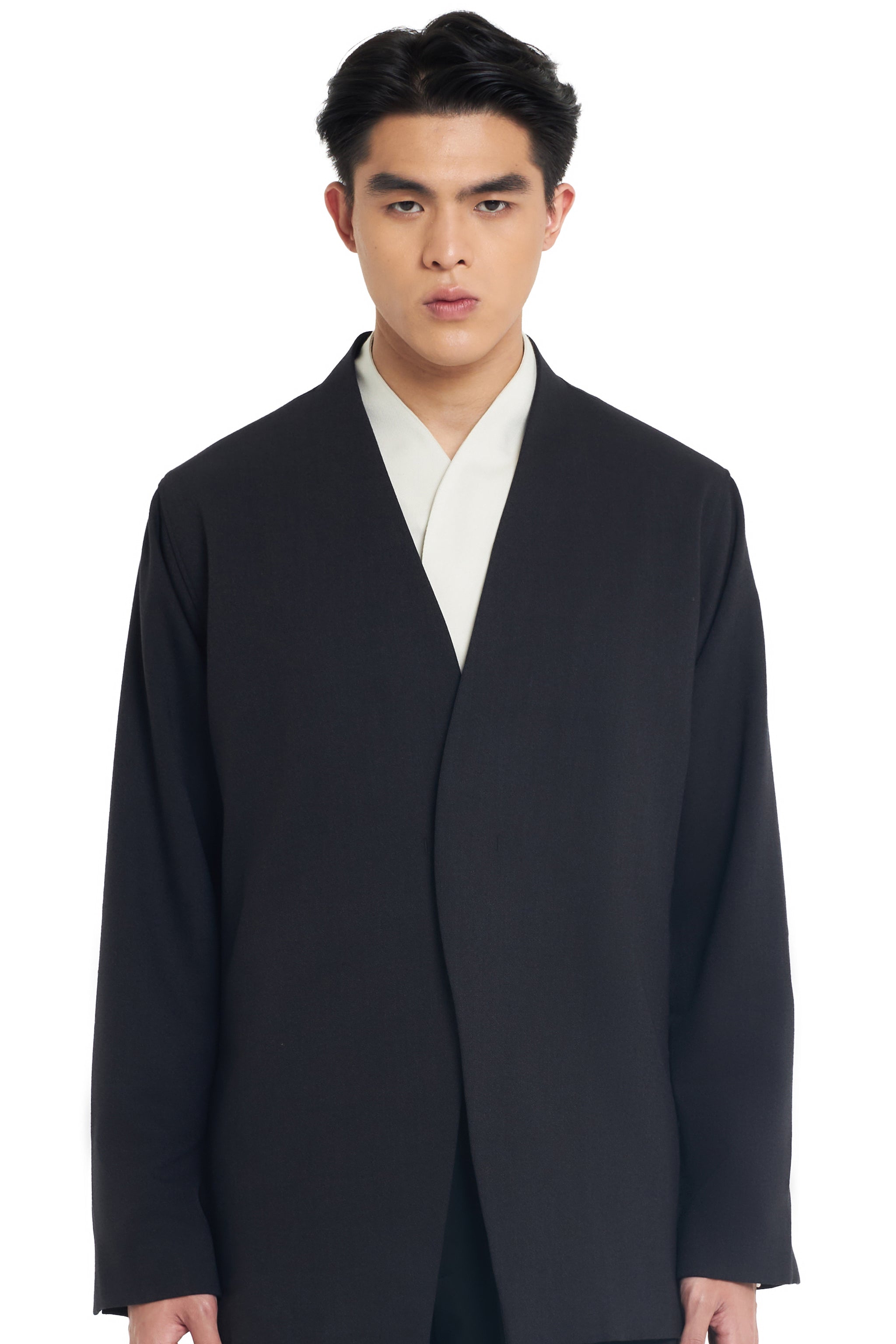 CHARCOAL COLLARLESS OUTER