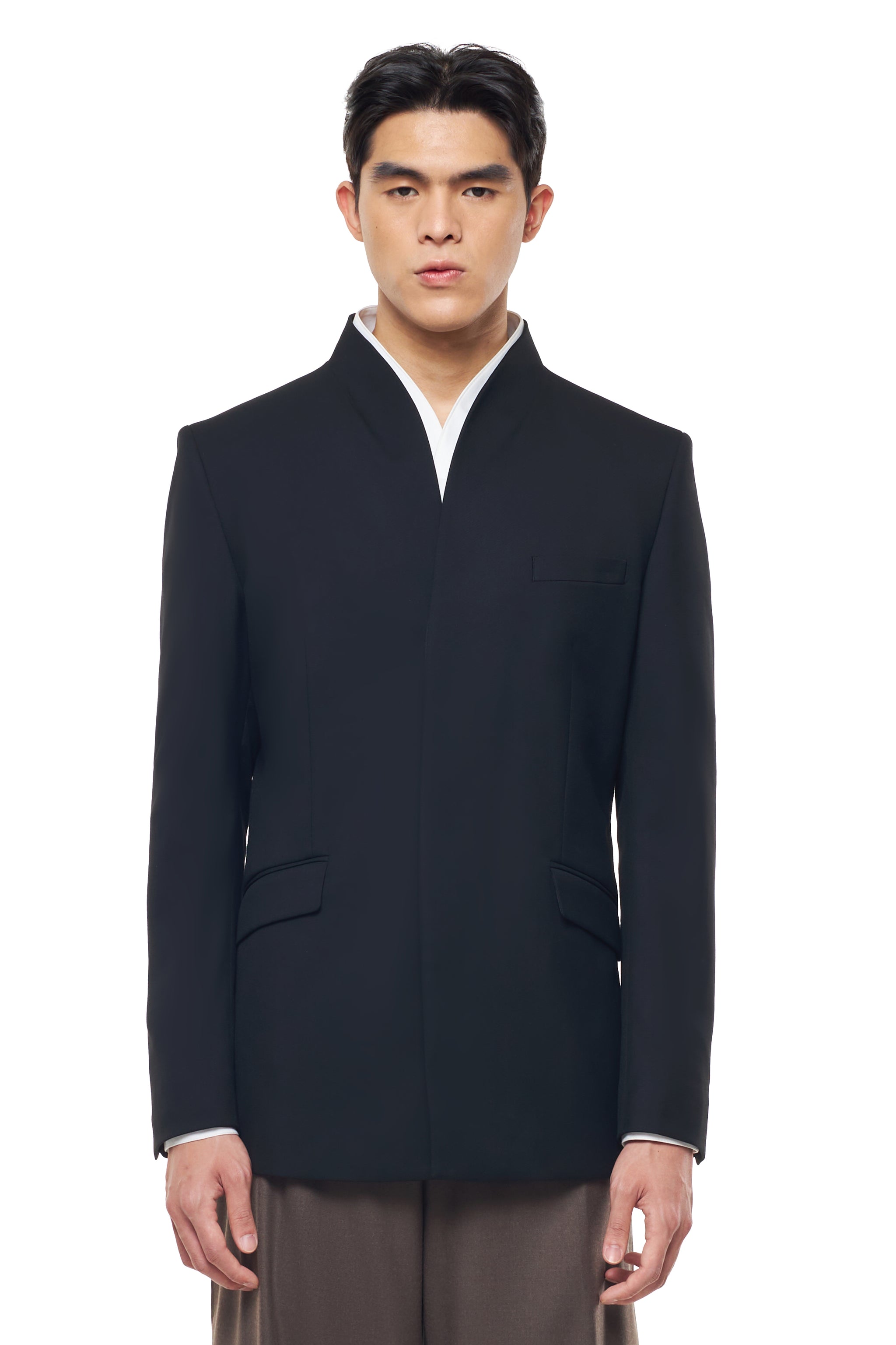 BLACK COLLARLESS BLAZER