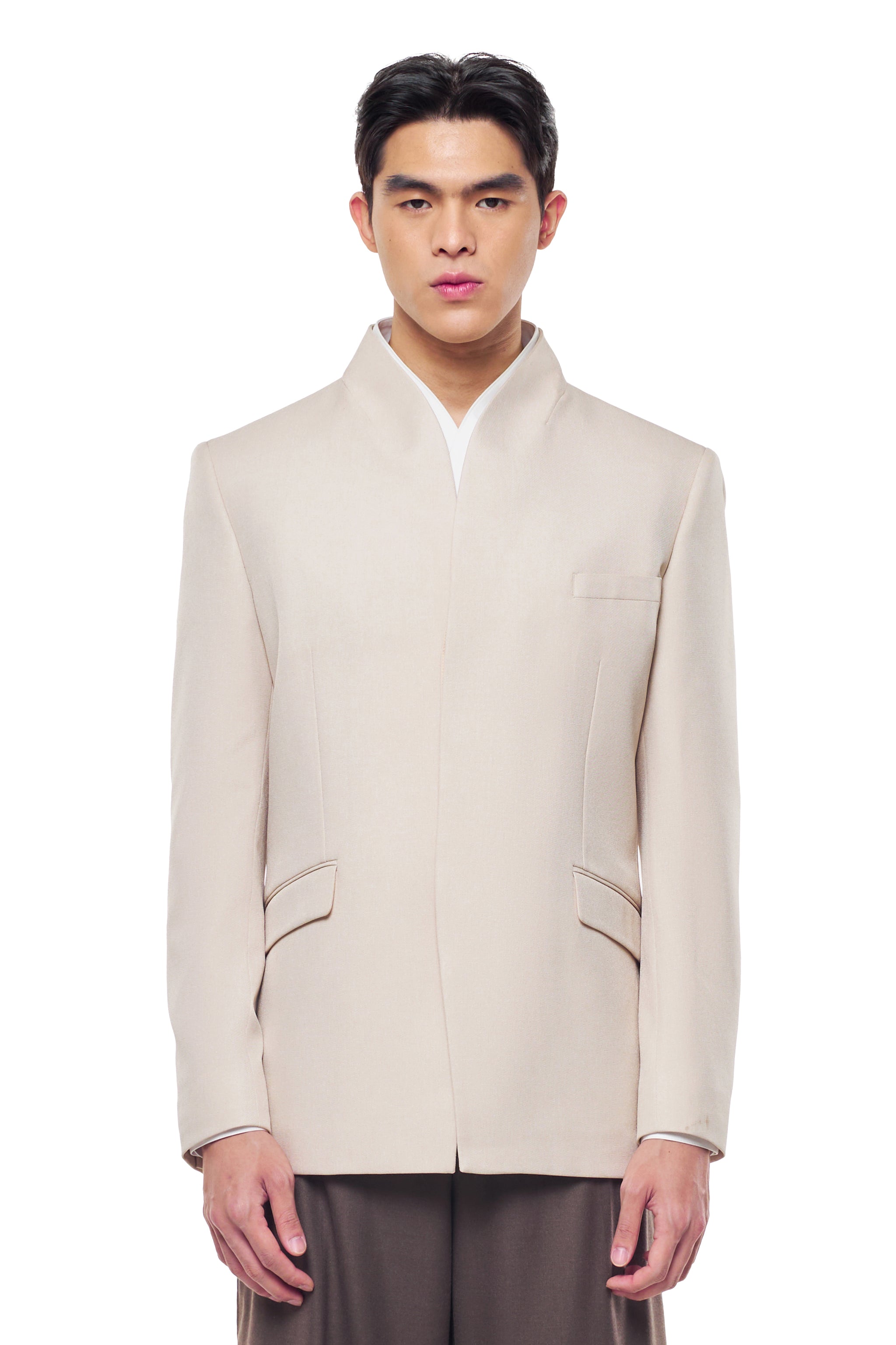 IVORY COLLARLESS BLAZER