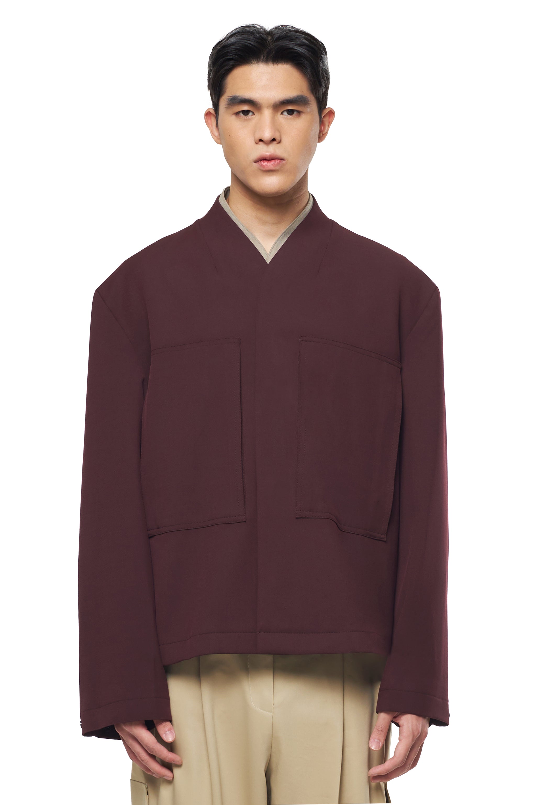 BURGUNDY LIGHT JACKET WITH SQUARE POCKET
