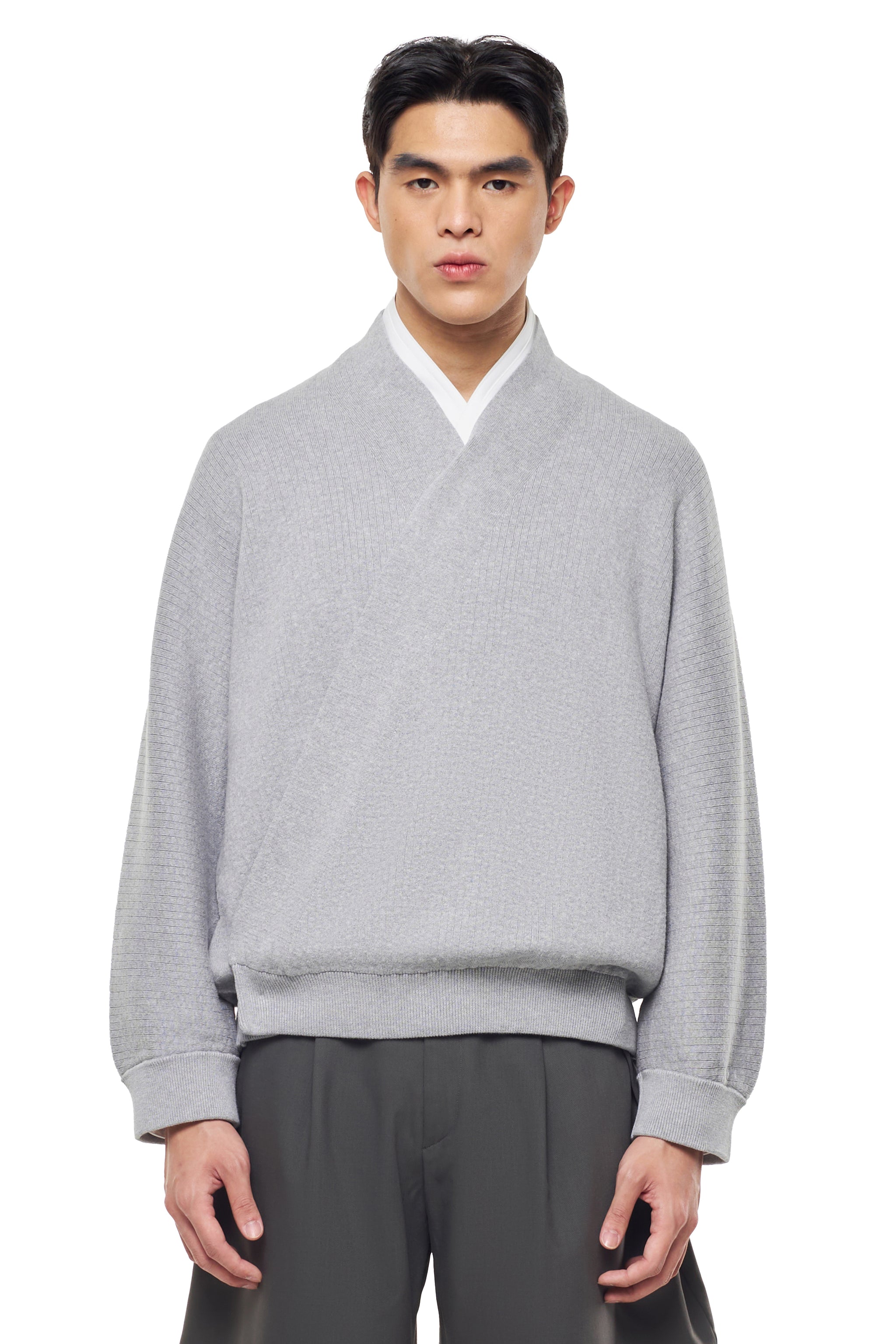 GREY WRAP CARDIGAN