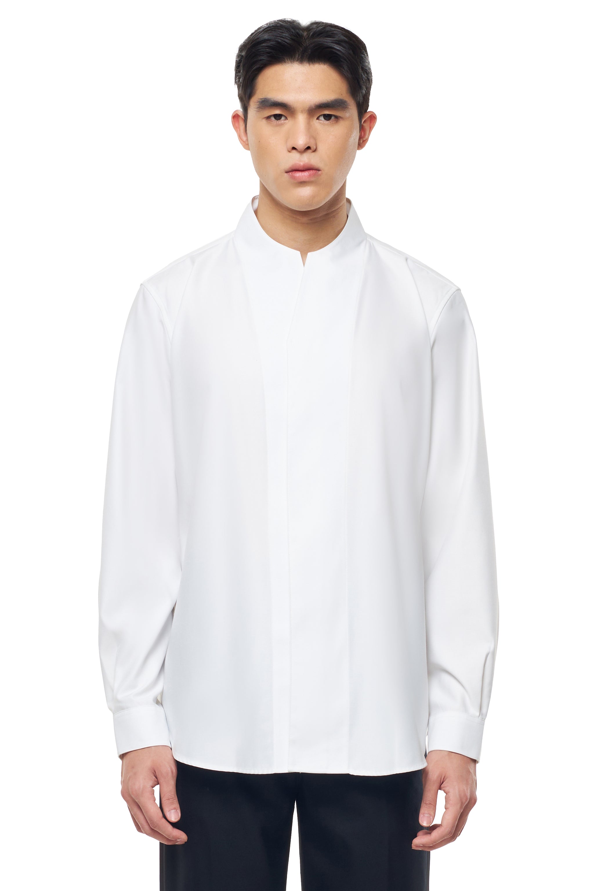 WHITE COLLARLESS LONG SLEEVES SHIRT PART 1