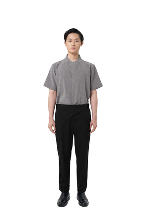 BLACK OVERLAP PANTS WITH BELT