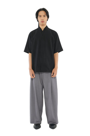 BLACK LOOSE DOUBLE COLLAR SHIRT PART 5
