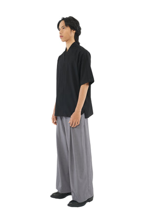 BLACK LOOSE DOUBLE COLLAR SHIRT PART 5