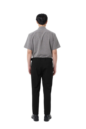 BLACK OVERLAP PANTS WITH BELT