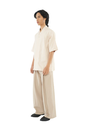 CREAM LOOSE DOUBLE COLLAR SHIRT PART 5