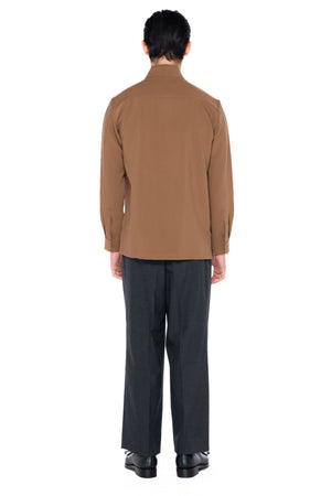 BROWN COLLARLESS PART 5 WITH DOUBLE PLACKET BUTTON LONG SLEEVES SHIRT