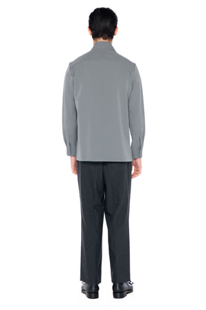 GREY COLLARLESS PART 5 WITH DOUBLE PLACKET BUTTON LONG SLEEVES SHIRT