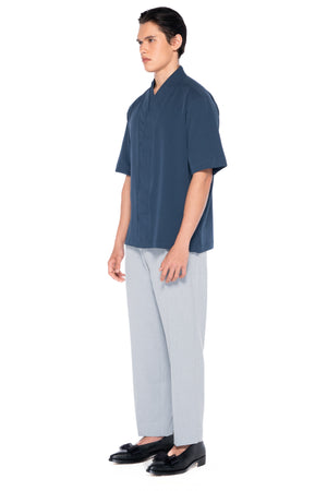 TOSCA DOUBLE LOOSE COLLARLESS PART 5 SHORT SLEEVES SHIRT