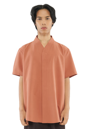 SALMON COLLARLESS SHORT SLEEVES SHIRT PART 5