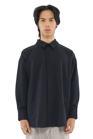 NAVY BLACK OVERISZED LONG SLEEVES SHIRT