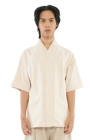 CREAM LOOSE DOUBLE COLLAR SHIRT PART 5