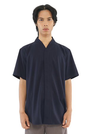 NAVY COLLARLESS SHORT SLEEVES SHIRT PART 5