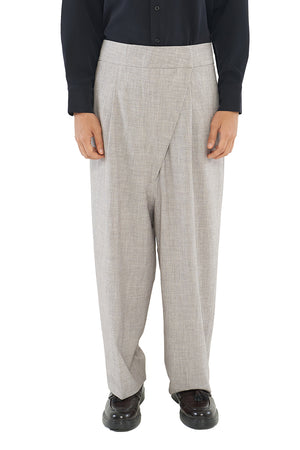 LIGHT GREY DROPPED CROTCH TROUSERS