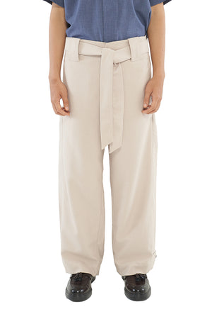 CREAM LOOSE PANTS WITH BAND
