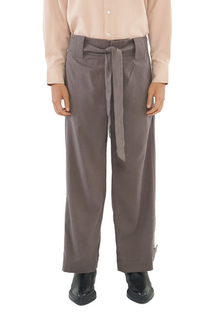 BROWN LOOSE PANTS WITH BAND