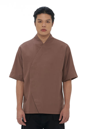 BROWN LOOSE CURVED SHIRT