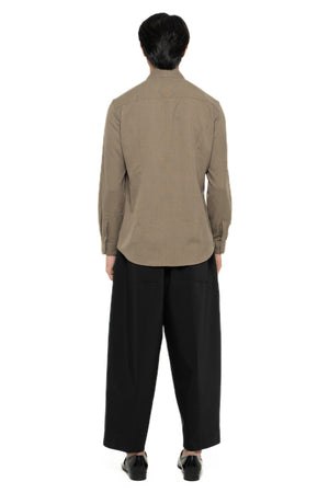 ETOUPE COLLARLESS SHIRT WITH CURVED LAYERED