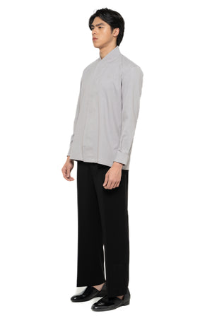 GREY COLLARLESS PART 5 WITH DOUBLE PLACKET BUTTON LONG SLEEVES SHIRT
